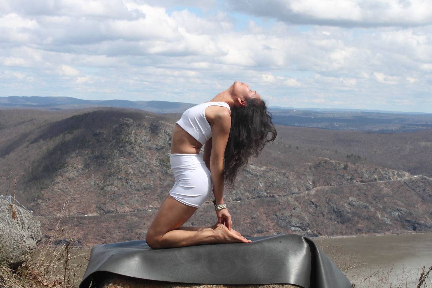 Customer photo review of Solid White Yoga Shorts