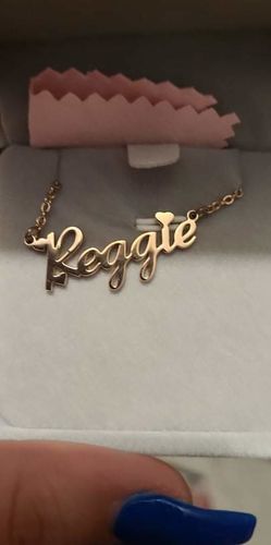 Customer photo review of Blush Name Necklace