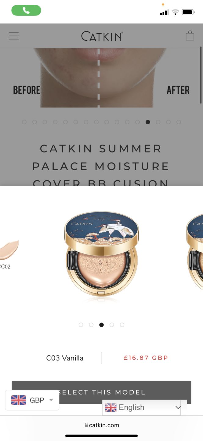Customer photo review of Catkin Summer Palace Moisture Cover BB Cusion Foundation