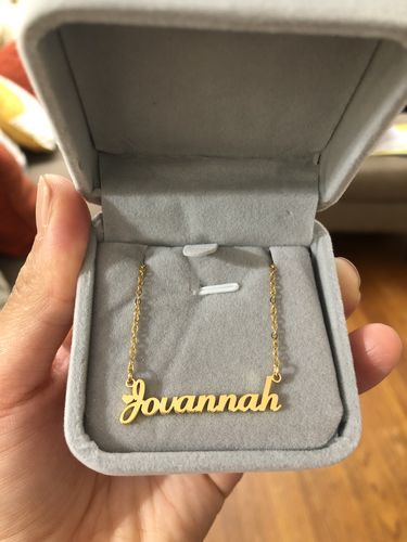 Customer photo review of Blush Name Necklace