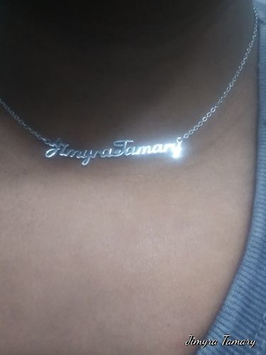 Customer photo review of Blush Name Necklace