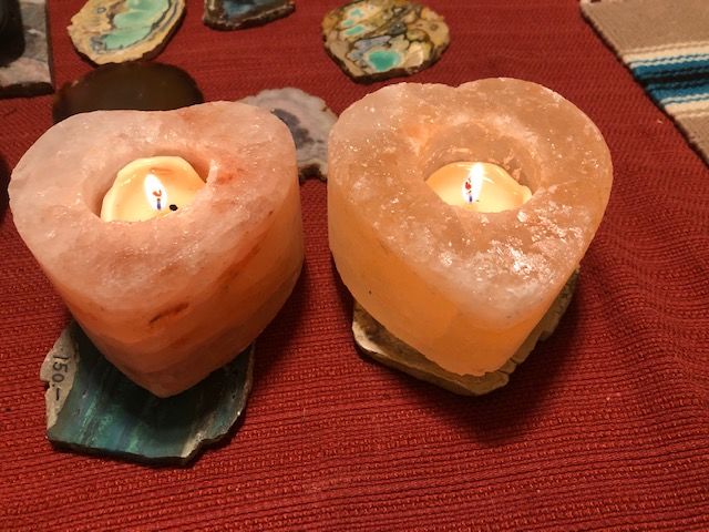 Customer photo review of Himalayan Salt Tealight Heart Candle Holders (Pack of 2)