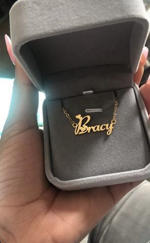 Customer photo review of Blush Name Necklace