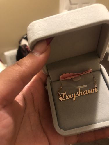 Customer photo review of Blush Name Necklace
