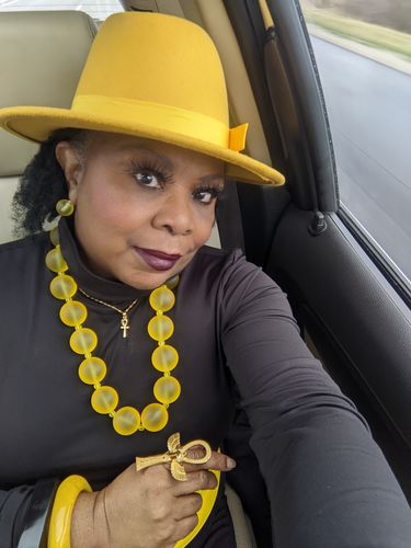 Customer photo review of Little Ankh Gold Necklace