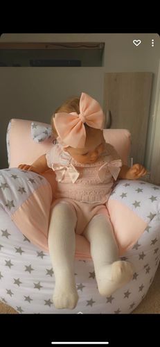 Customer photo review of Personalised Children's Pink And Grey Star Bean Bag Chair