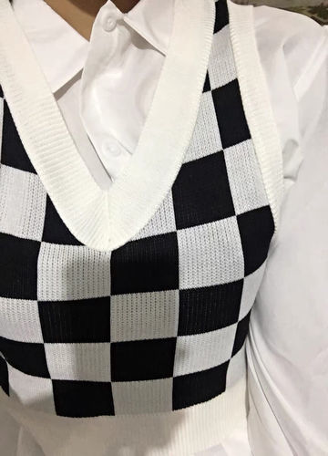 Customer photo review of Check On It Knit Vest