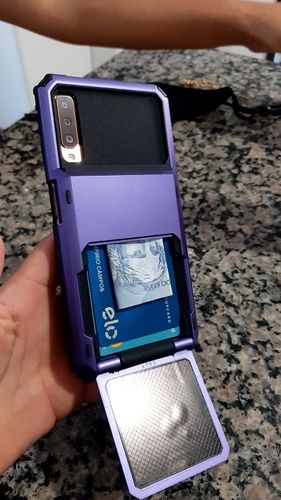 Customer photo review of Smart Wallet Case with Rubber Shockproof Cushion Compatible with Samsung Galaxy Phones