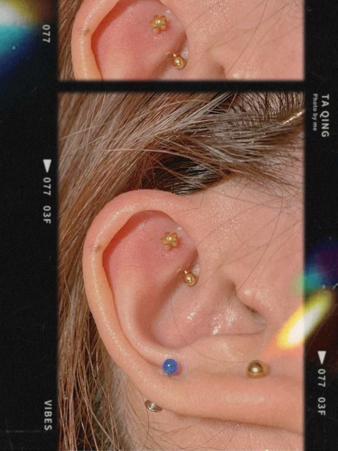 Customer photo review of Cute Flower Rook Piercing | Chirurgenstahl