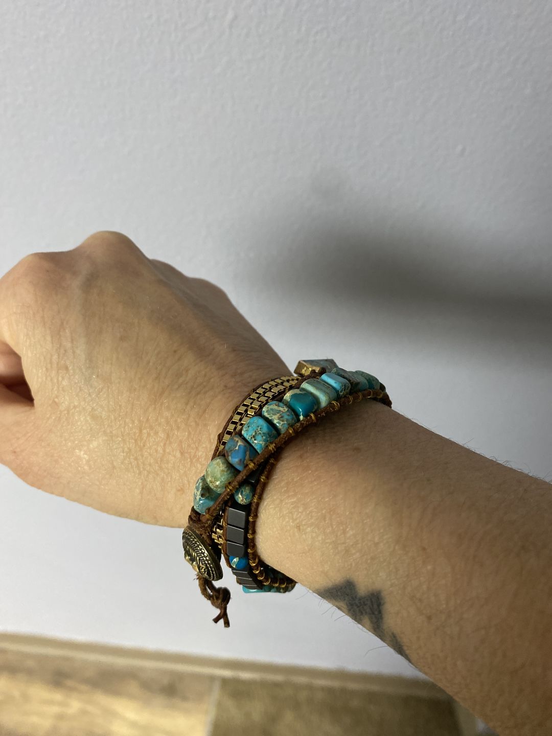 Customer photo review of Turquoise Calming Energy Wrap Bracelet