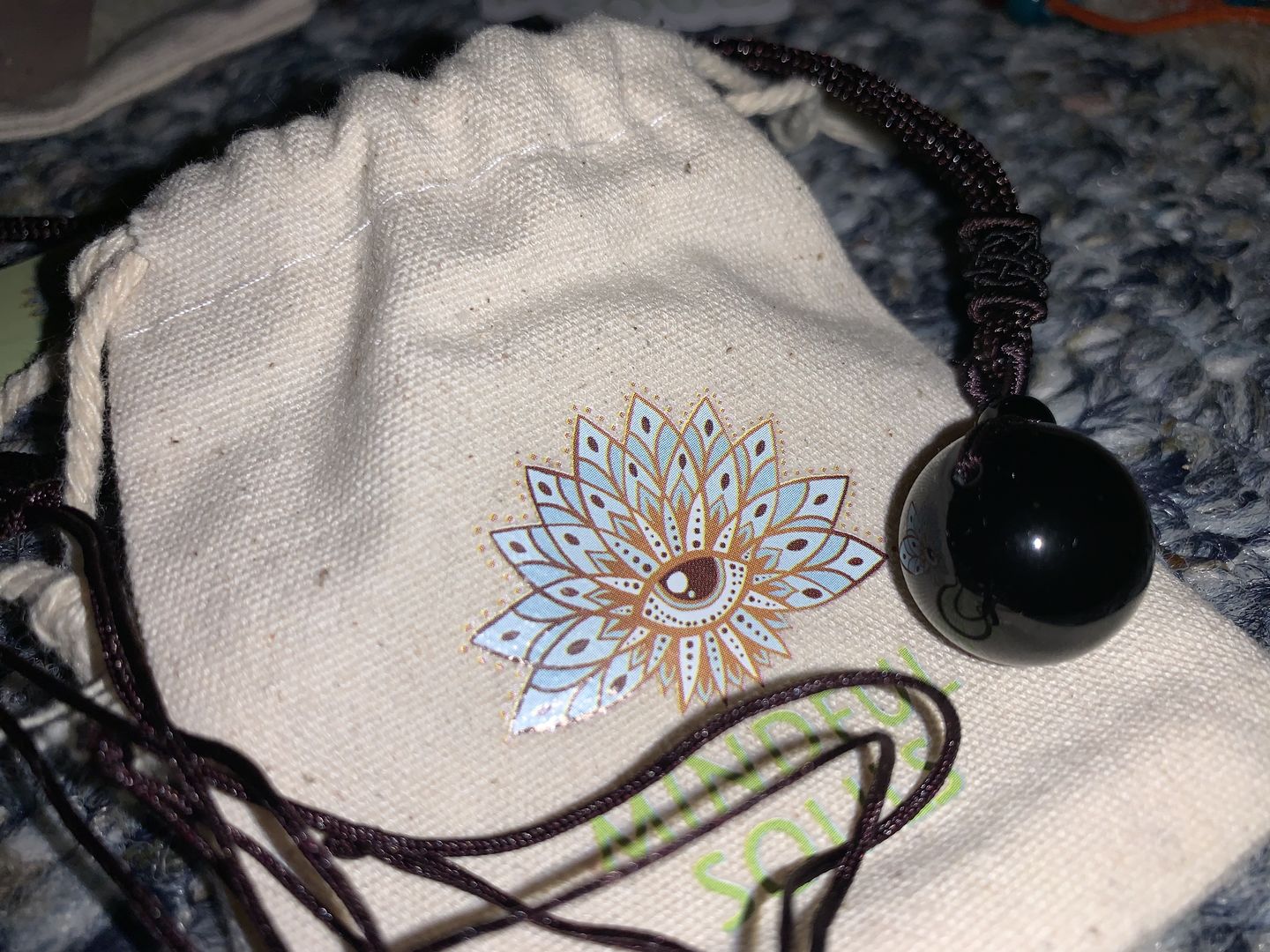 Customer photo review of Obsidian Stone Necklace