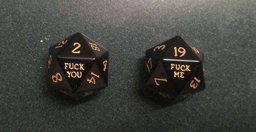Customer photo review of Black Obsidian Gemstone DnD Set Fuck Me Fuck You Dice