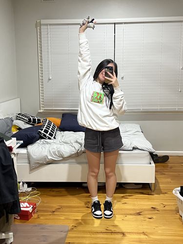 Customer photo review of Womens Lounge Shorts Charcoal