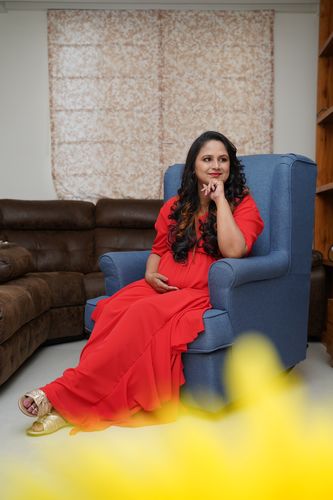 Customer photo review of Red Bubble Satin Luxe Maternity Flow Dress