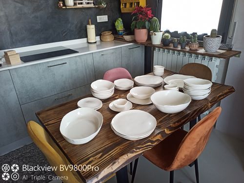 Customer photo review of plates set, white porcelain