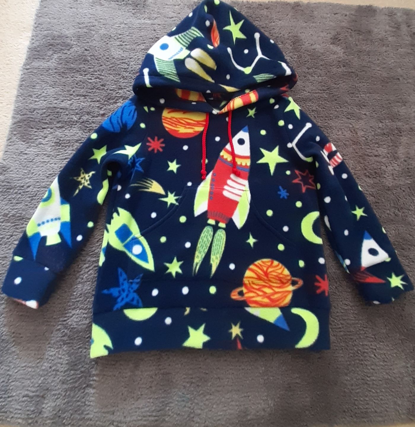 Customer photo review of Rockets in Outer Space Anti Pill Polar Fleece Fabric