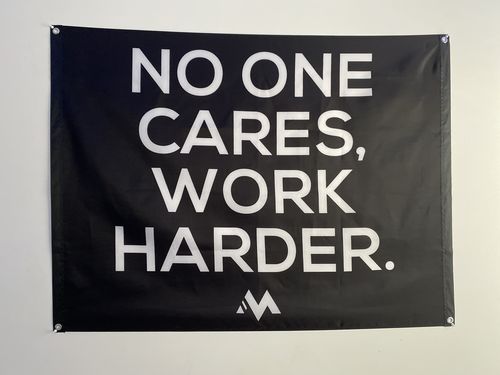 Customer photo review of No One Cares Work Harder Flag