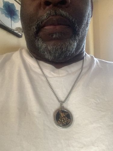 Customer photo review of ST MICHAEL PROTECT US NECKLACE