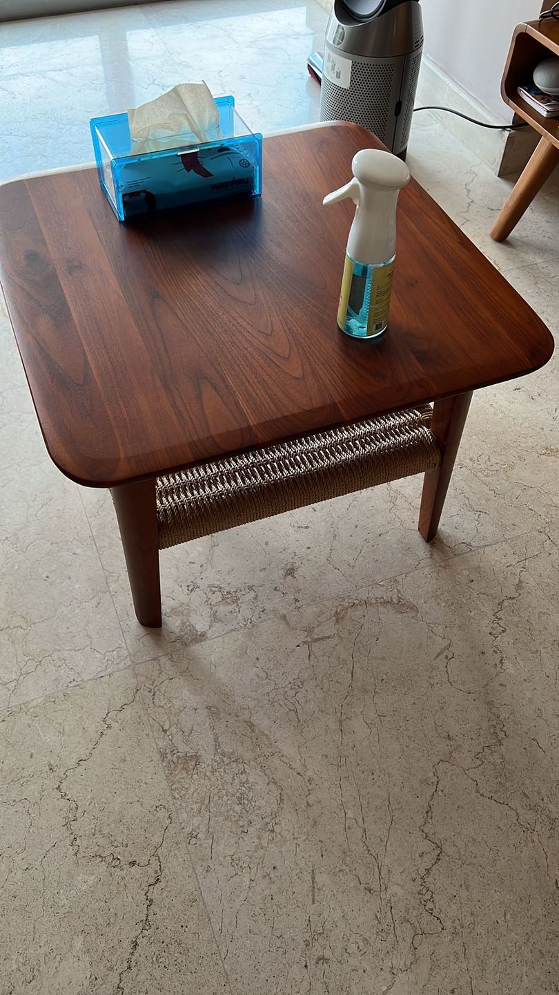 Customer photo review of Square Coffee Table in Premium Teak & Loom