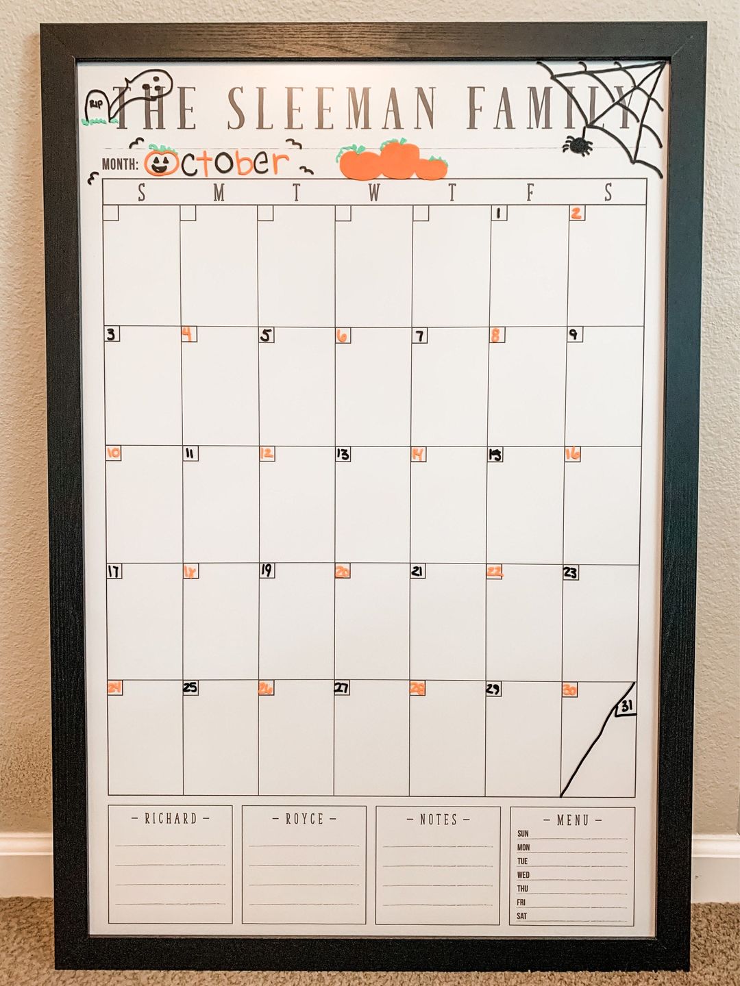 Customer photo review of Week & Month Combo Vertical Whiteboard + 6 custom boxes | Swanson Style
