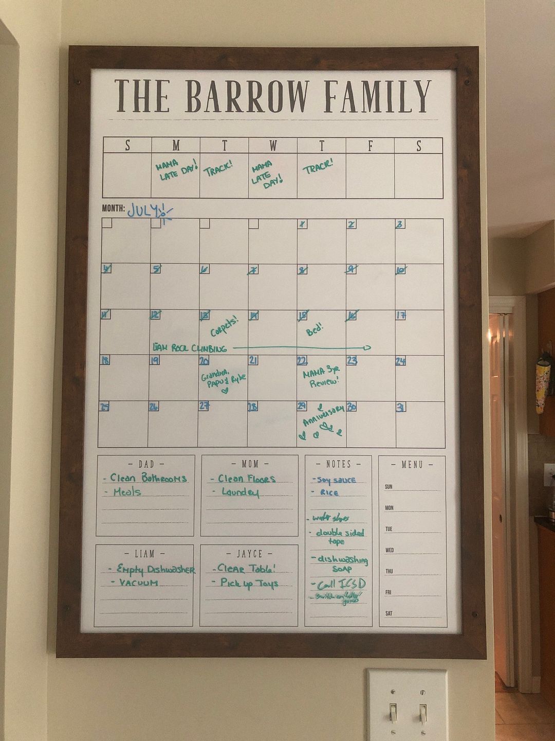 Customer photo review of Week & Month Combo Vertical Whiteboard + 6 custom boxes | Swanson Style