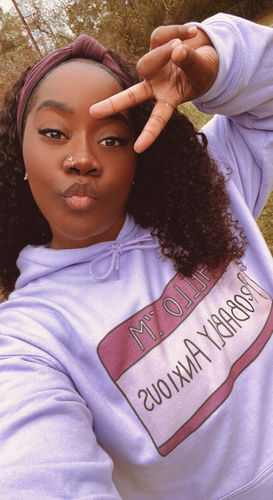 Customer photo review of Hello I'm Probably Anxious (Nametag)