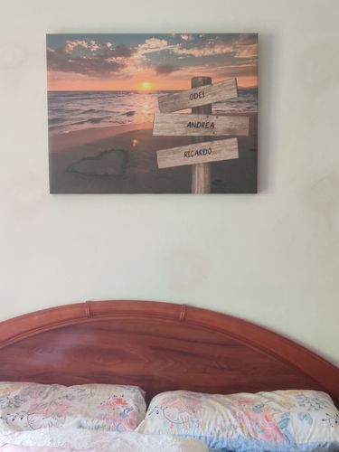 Customer photo review of Lienzo personalizado Corazon en la Playa