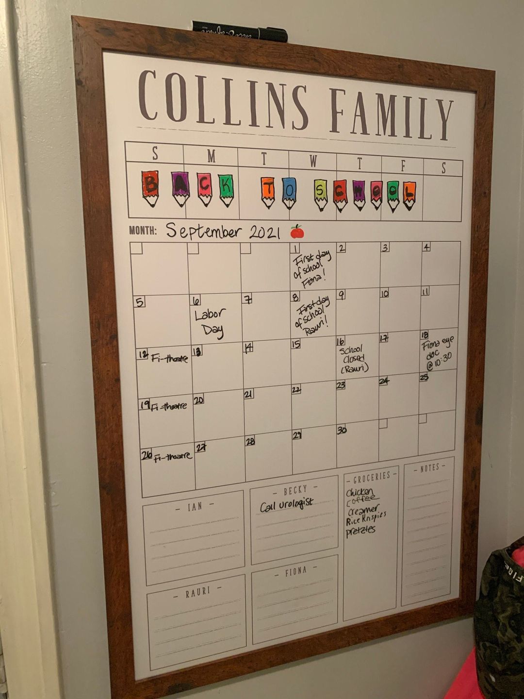 Customer photo review of Week & Month Combo Vertical Whiteboard + 6 custom boxes | Swanson Style