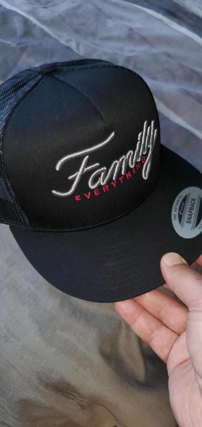 Customer photo review of Family | Everything Black Trucker Snapback
