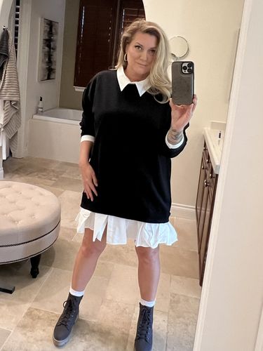 Customer photo review of Faux Sweater Shirt Dress