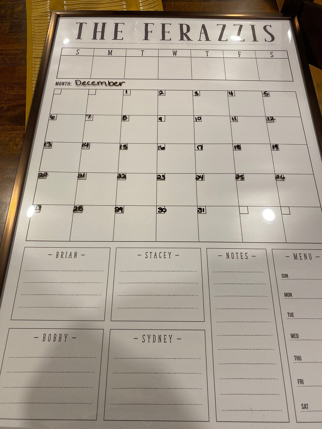 Customer photo review of Week & Month Combo Vertical Whiteboard + 6 custom boxes | Swanson Style