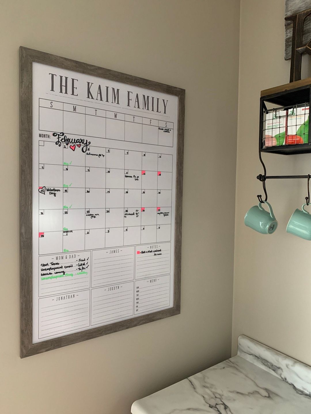 Customer photo review of Week & Month Combo Vertical Whiteboard + 6 custom boxes | Swanson Style