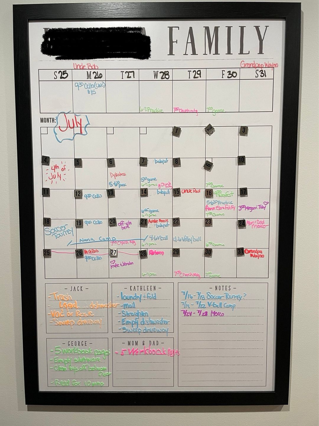Customer photo review of Week & Month Combo Vertical Whiteboard + 6 custom boxes | Swanson Style