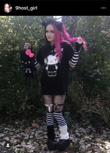 Customer photo review of Y2K Cute Kitty Fishnet Tights