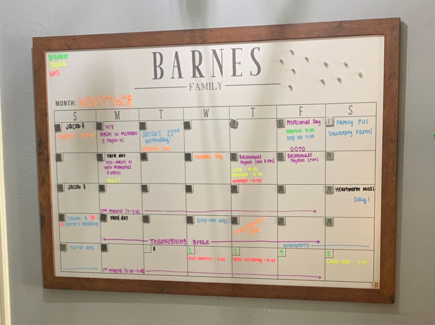 Customer photo review of Monthly Framed Horizontal Whiteboard | Swanson Style