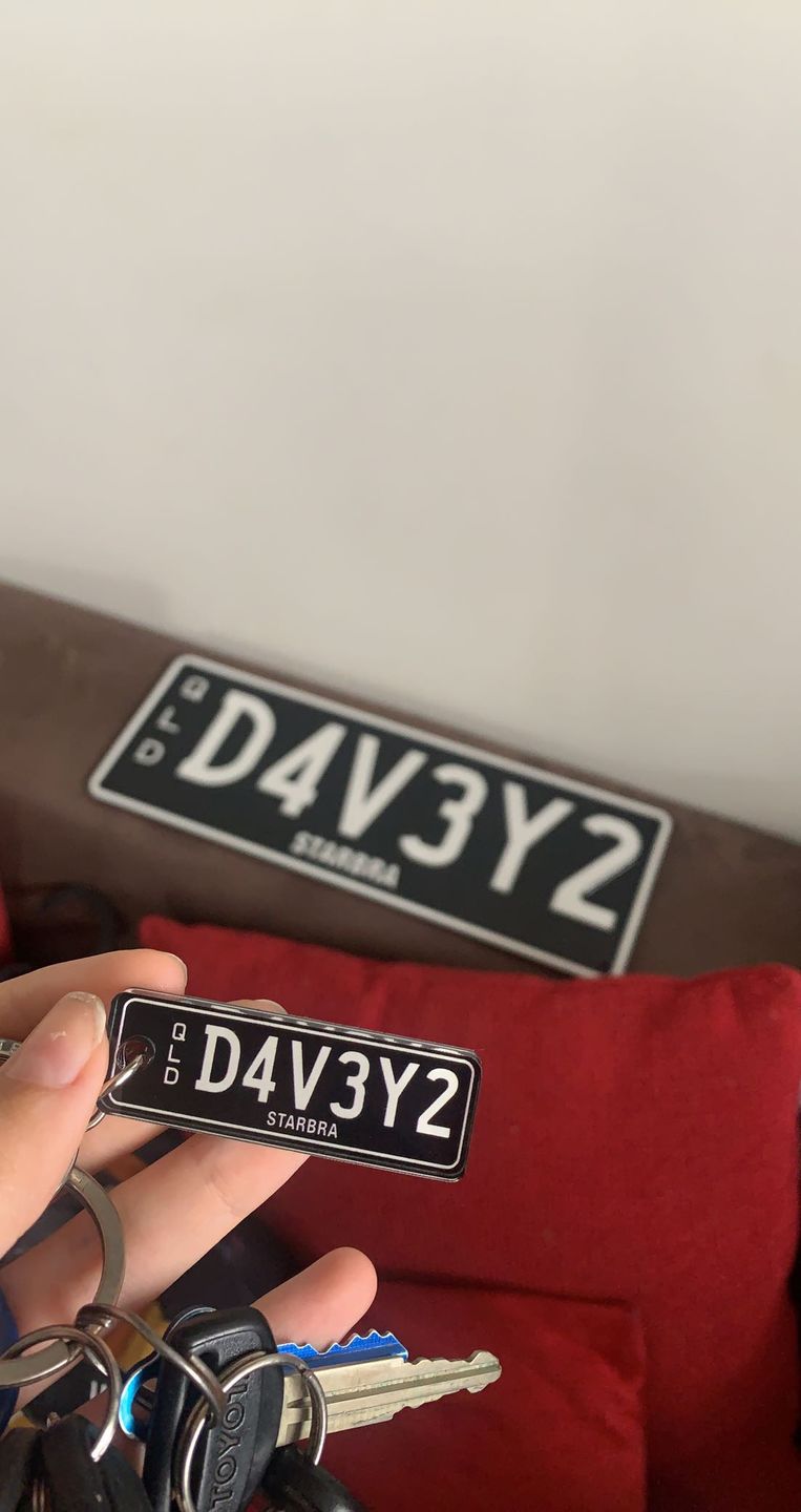 Customer photo review of QLD Classic Licence Plate Custom Keychain