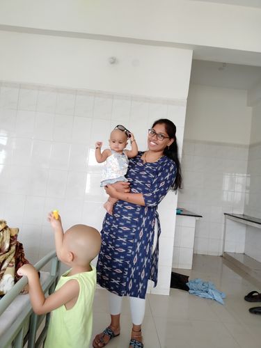 Customer photo review of Navy Blue Ikat Straight Cut Dress