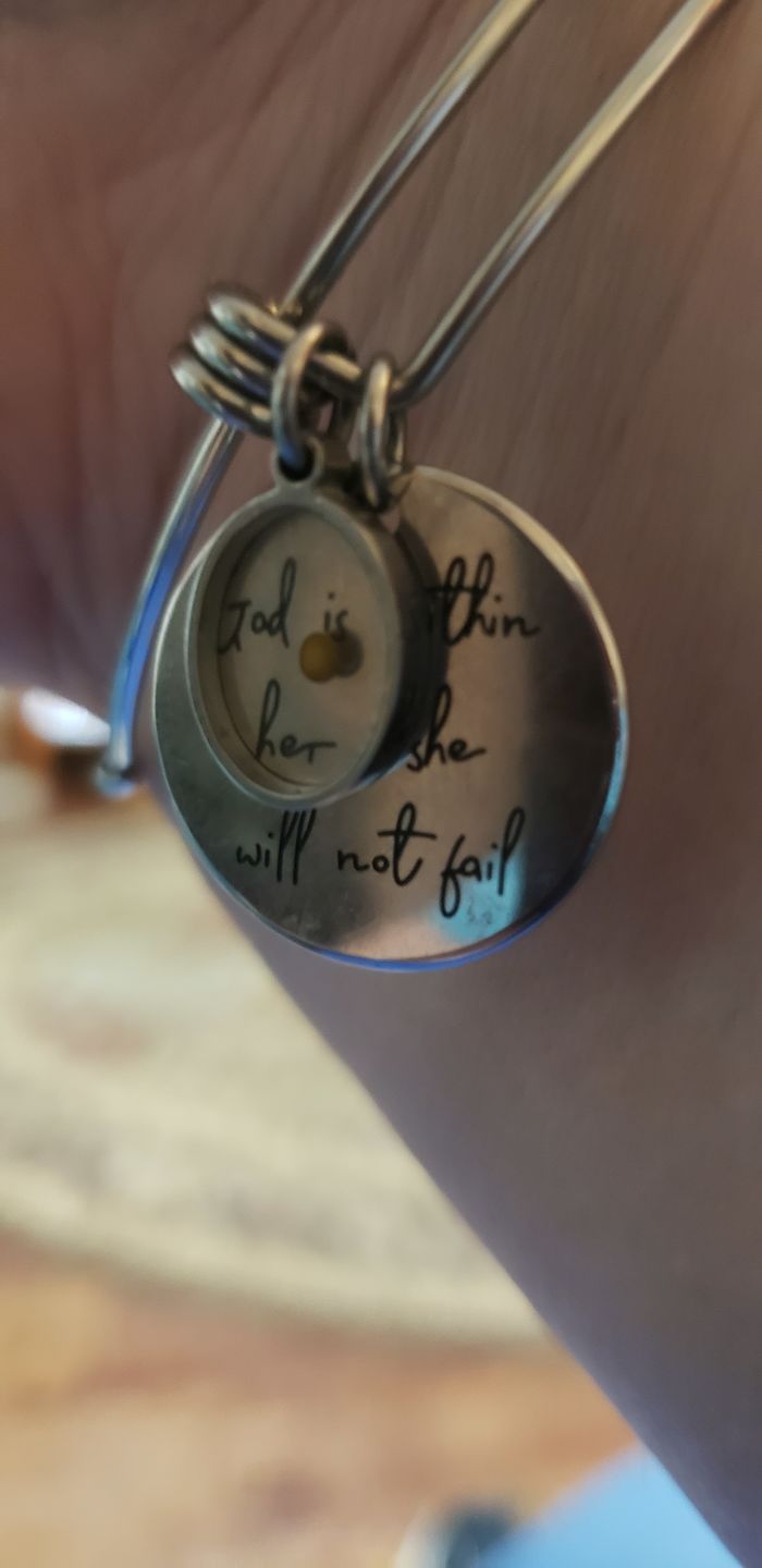 Customer photo review of God is Within Her, She Will Not Fail Bracelet