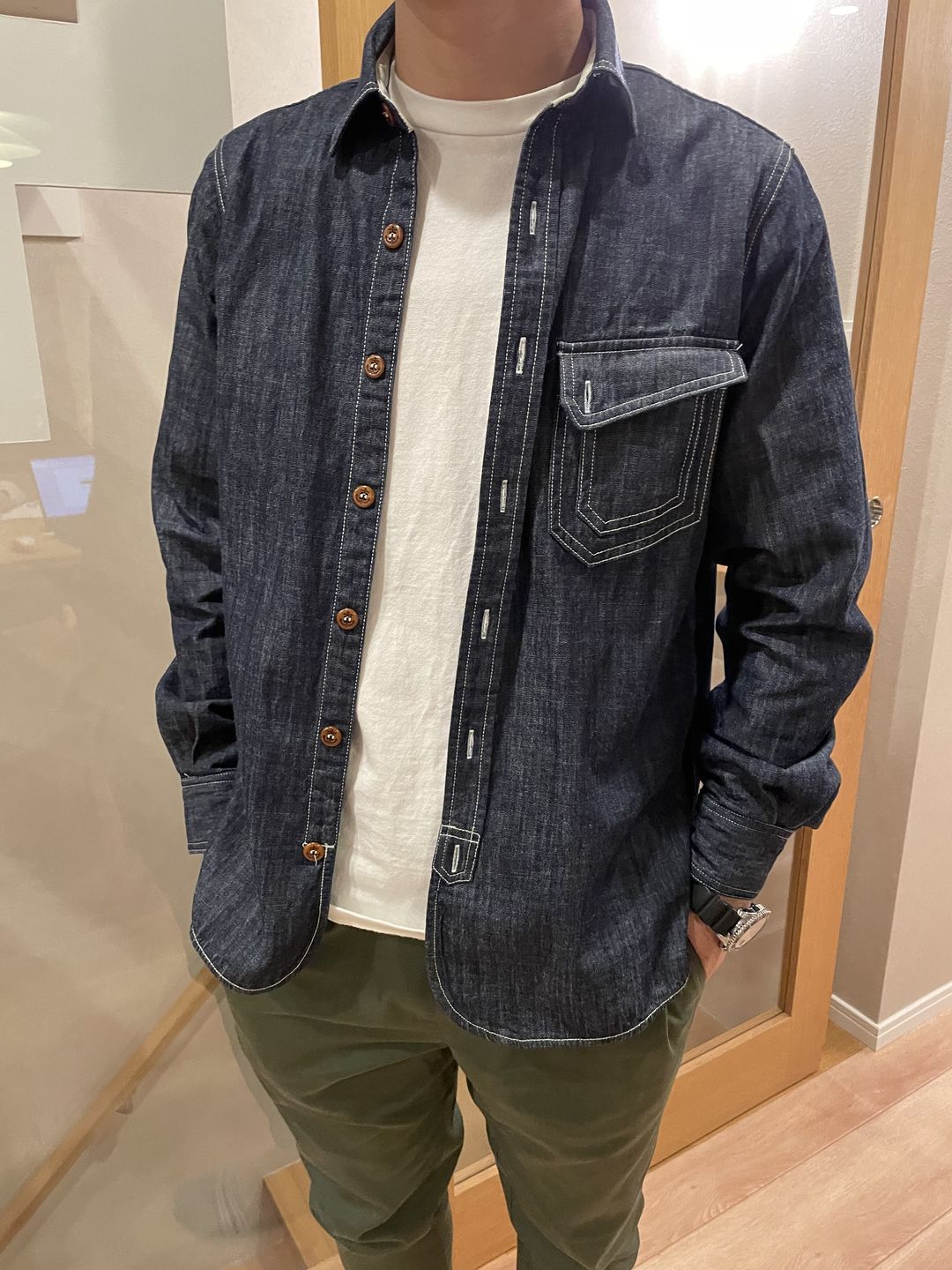 Customer photo review of 今大人気！海軍CPOデニムシャツ