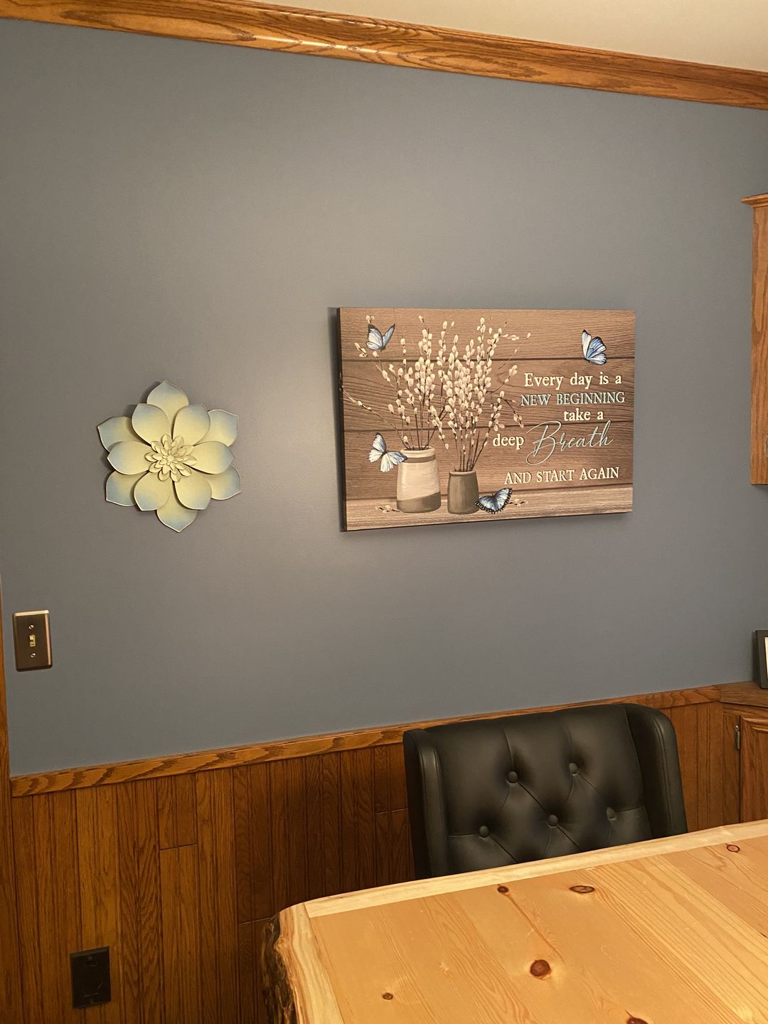 Customer photo review of Every day is a new beginning butterfly flower Christian wall art canvas