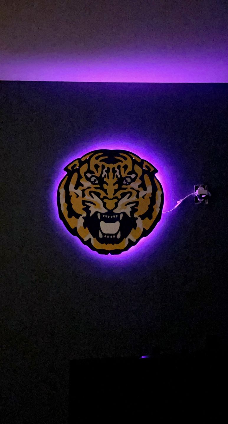 Customer photo review of LSU Iconic Tiger Head 3D Metal Wall Art
