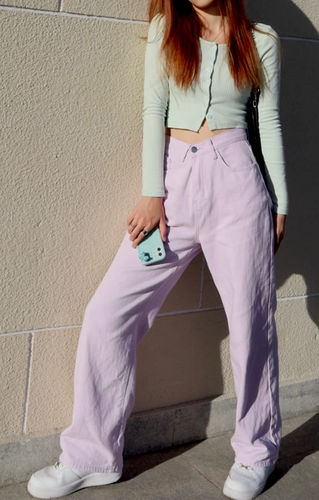 Customer photo review of Lavender Skater Girl Wide Jeans