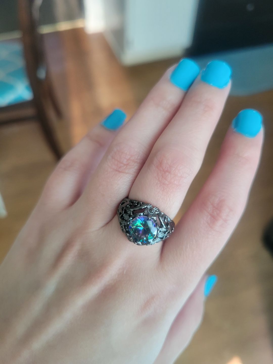 Customer photo review of Mystic Rainbow Cubic Zirconia Ring