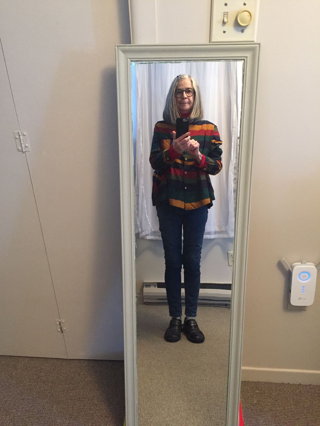 Customer photo review of Plus Size - Vintage Striped Long Sleeve 100%Cotton Shirt