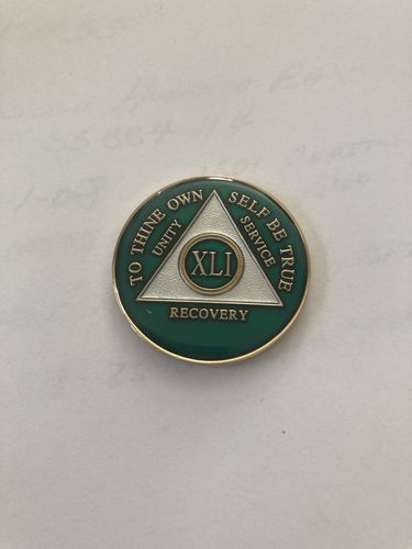 Customer photo review of Recovery Mint 41 Year AA Medallion - Tri-Plate Forty-One Year Chip/Coin - Green