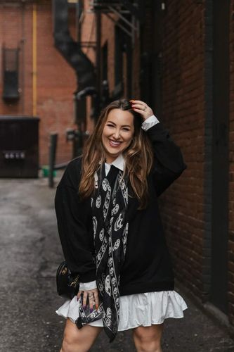 Customer photo review of Faux Sweater Shirt Dress