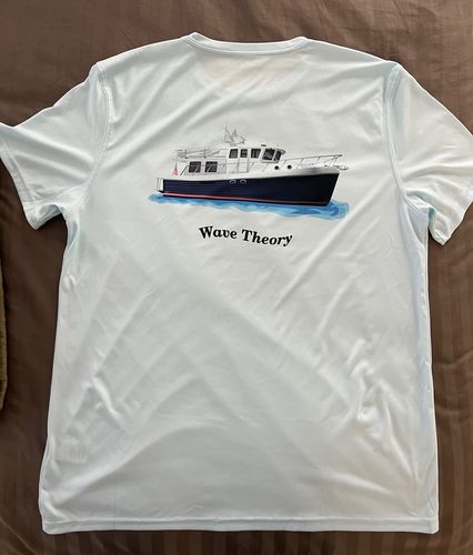 Customer photo review of Dri-Fit Short Sleeve Custom Boat Shirts (Front & Back)