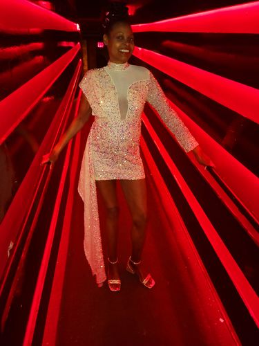Customer photo review of Sequined Party Cut Out Mini Dress