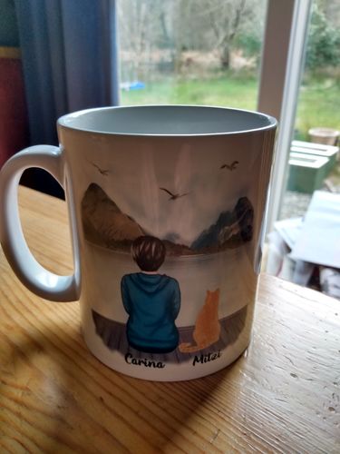 Customer photo review of Woman & Cats Mug - Life is better with a Cat -Personalised Mug