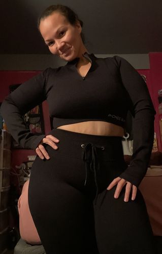 Customer photo review of Black Ribbed Long Sleeve and Legging Set
